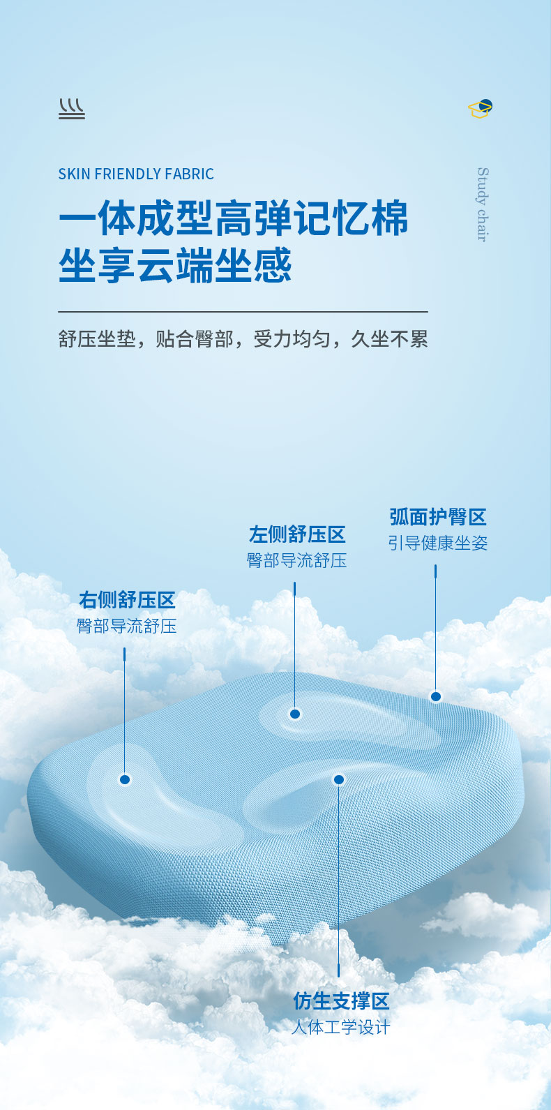 快猫成人短视频人体工学椅舒压坐垫，贴合臀部